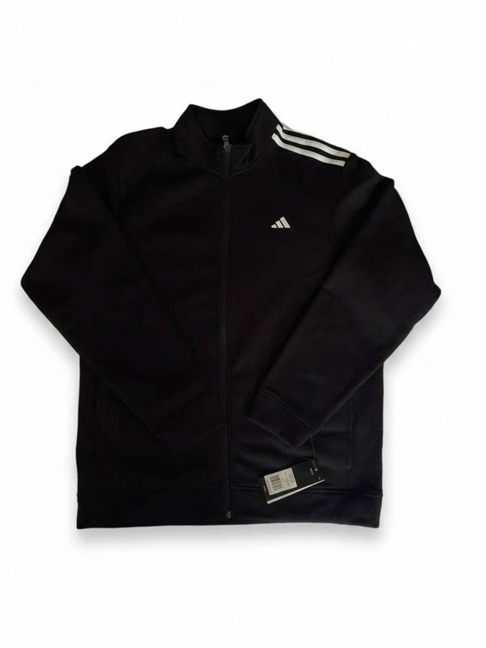 Adidas 3-Stripes Fleece Zip Track Jacket Black/White Men L NWT MSRP $65